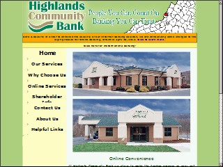 Web site www.highlandscommunitybank.com, Highlands Community Bank