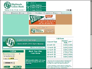 Web site www.hubank.com, Highlands Union Bank