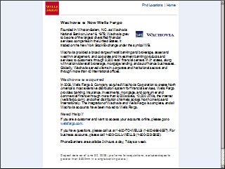 Web site www.wachovia.com, Wachovia Bank